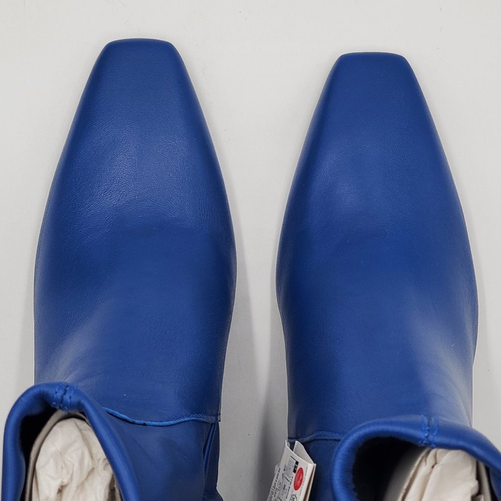 Zara Electric Blue Leather Kitten Heel Booties - NWT - Picture 7 of 16